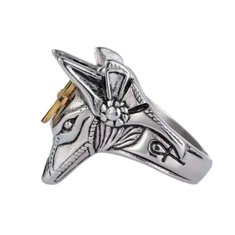 Wolf Anubis Steel Ring Death Head Self Defense