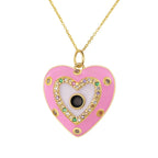 Iced Out Evil Eye Hamsa Hand of Fatima Necklace — Copper Alloy