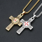 Classic Fashion Iron Cross Shield Pendant Necklace For Men Women Stainless Steel Templar Knight Cross Necklaces Amulet Jewelry