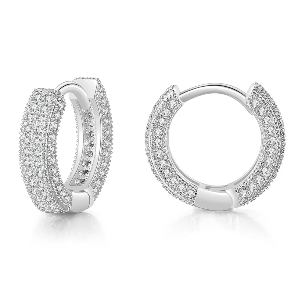 Iced Out Hoop Earrings — Stainless Steel