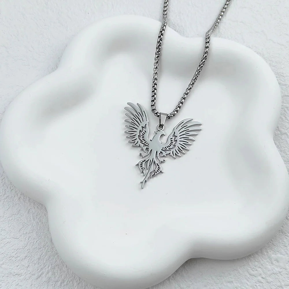 Cheap electroplated stainless steel phoenix pendant necklace, Thanksgiving, Christmas, and New Year gifts