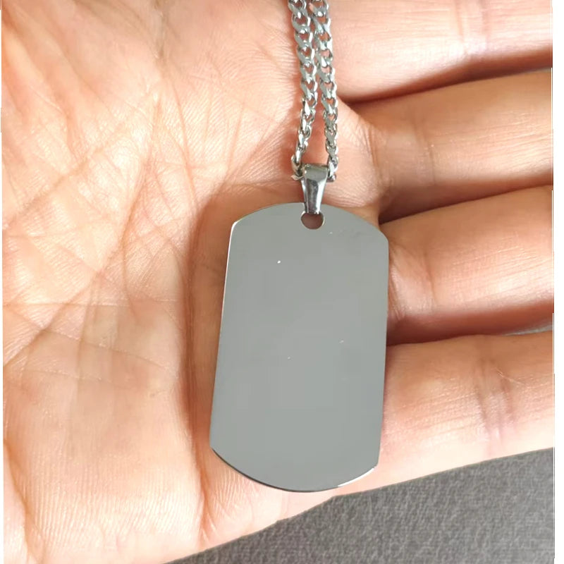 10pcs Dog Tag Necklaces for Men Boys, Military Dogtags Pendant,Black Silver Color Stainless Steel Collar Gift for Him
