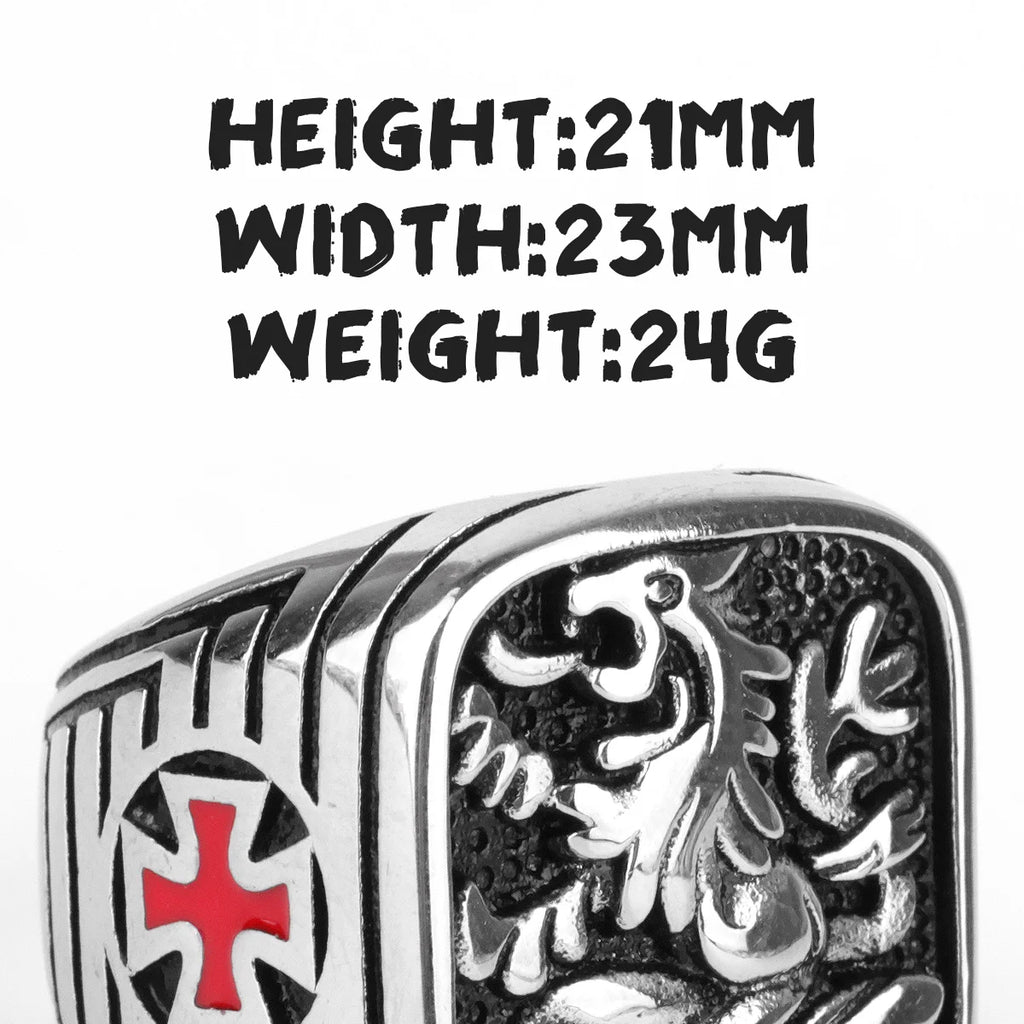 316L Stainless Steel Royal Lion Men Rings Vintage Religious Cross Talisman Good Lucky for Men Boy Fashion Jewelry Gift