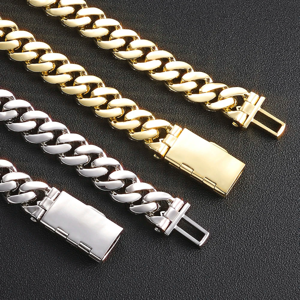 Chunky Iced Out Cuban Link Bracelet — 12mm Chain