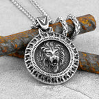 Classic Lion Viking Odin Pendant — Stainless Steel