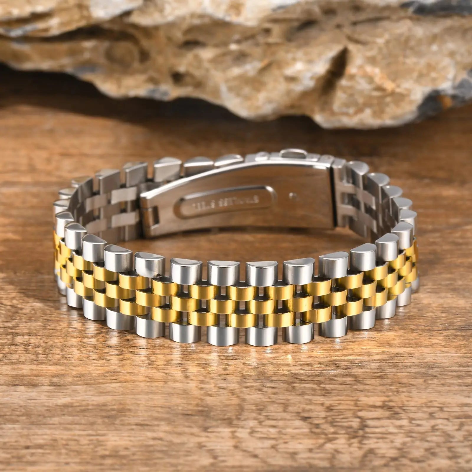 Vnox 15mm Masculine Watch Band Bracelets for Men Husband, Chunky Heavy Stainless Steel Links Wristband, Gentle Business Gift