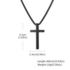 Vnox 60cm Box Chain Cross Pendant Necklaces for Men, Simple Plain Black Silver Gold Color Stainless Steel Thick Cross Collars