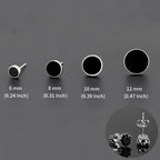 Trendy HipHop Titanium Steel Round Men's Stud Earrings Hippie Stainless Steel Black Drip Earings for Men Couple