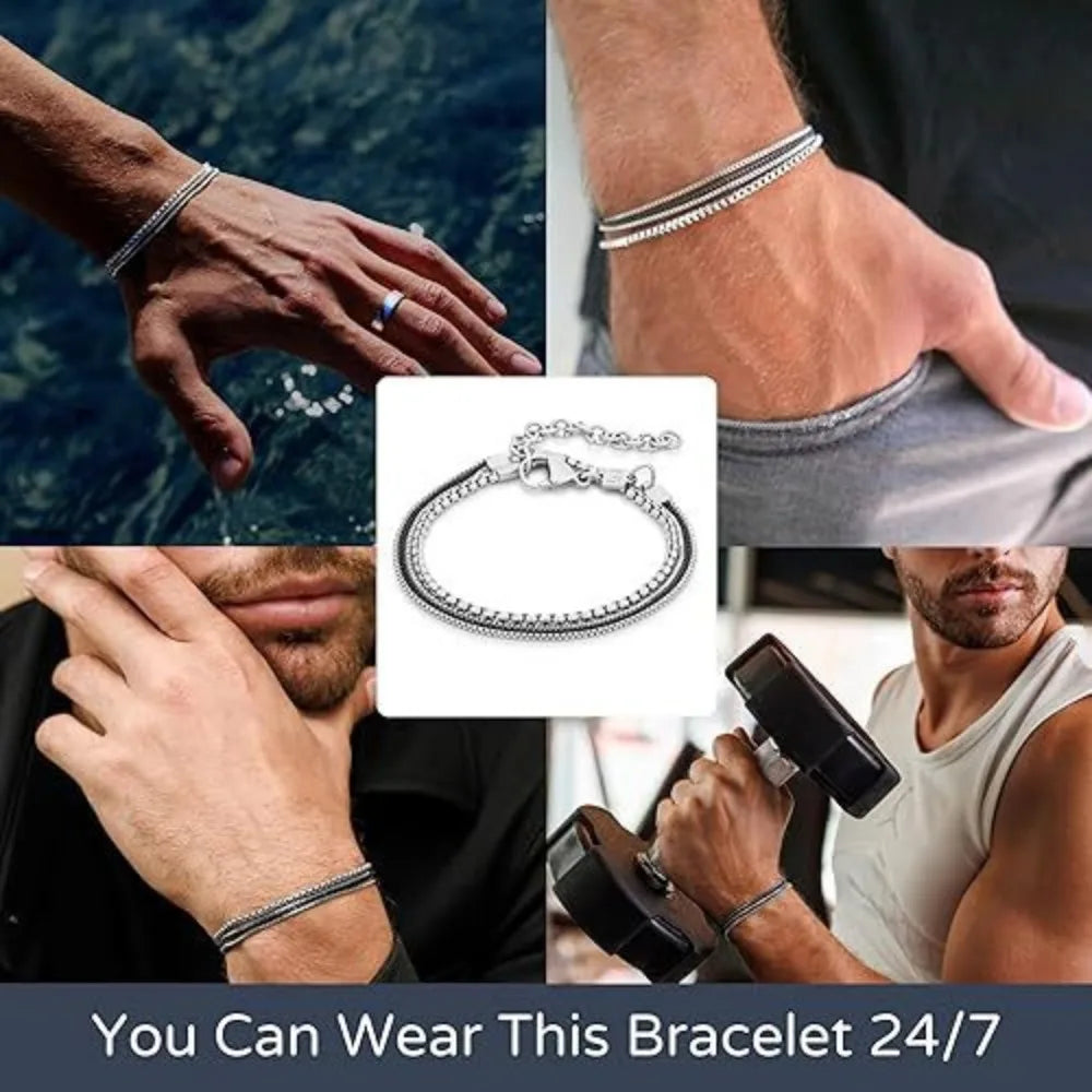 Box Chain Bracelet Set — Stainless Steel