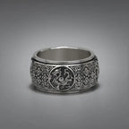 Classic Style Rotatable/Four Great Divine Beast Domineering 925 Silver Mens Rings Vintage Wide Ring Exquisite Charm
