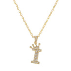 Crown Initial Letter Pendant Necklace — Copper