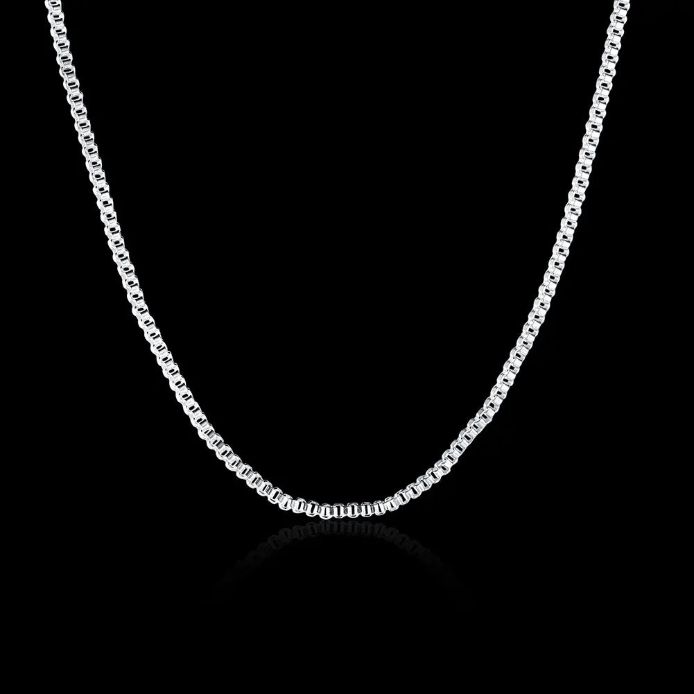 10pcs 16-24inch 925 Sterling Silver fashion 1MM Box chain for women Men necklace Charms wedding party jewelry Christmas gifts