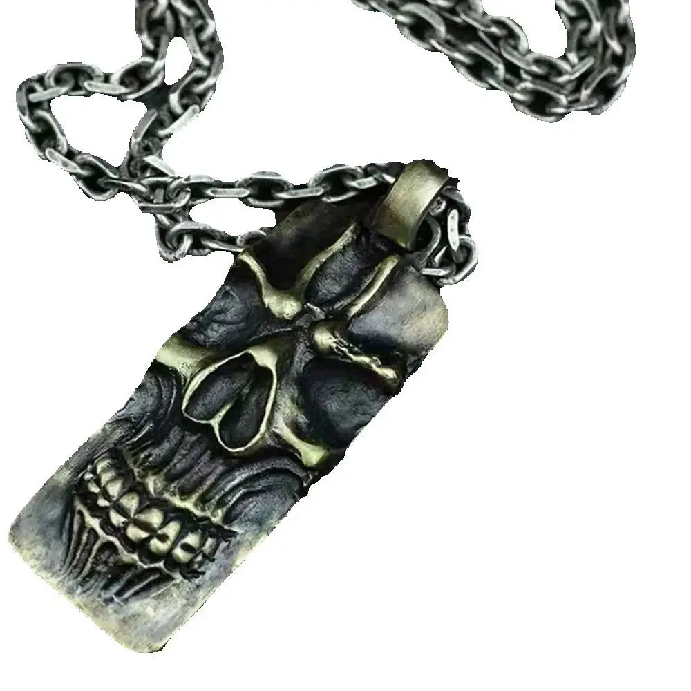 Military Tag Skull Pendant Necklace