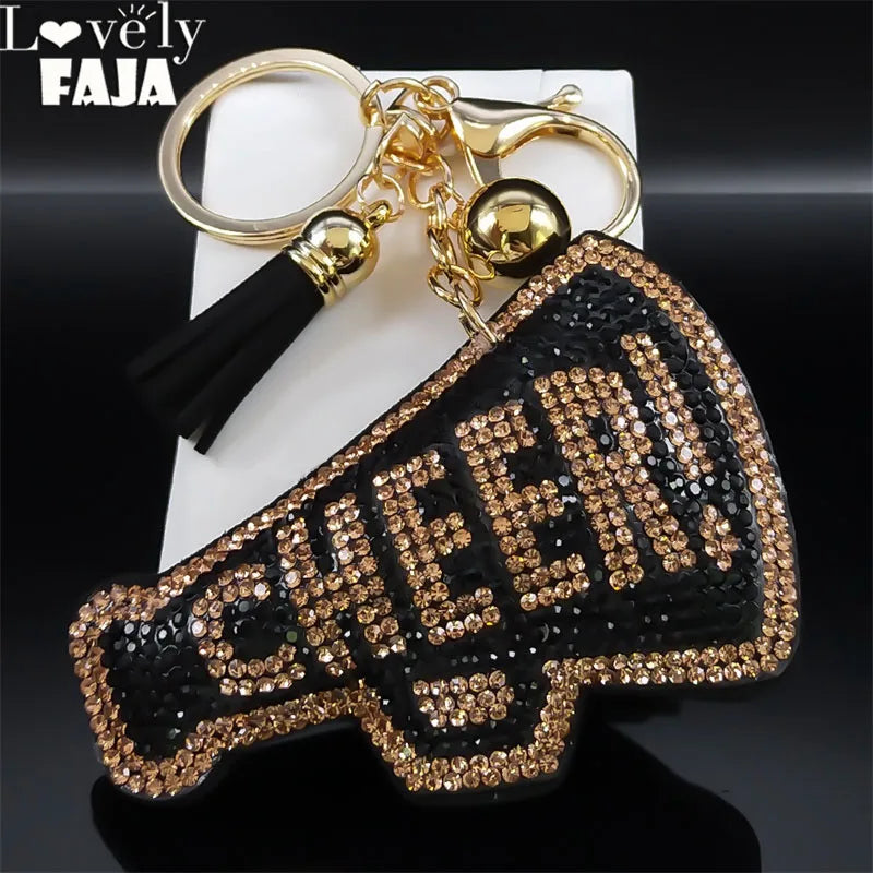 Iced Out Key Gold Chain Cheer Letter Word Full