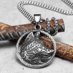 Wolf Head Carving Pendant Necklace Stainless Steel