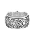 Classic Style Rotatable/Four Great Divine Beast Domineering 925 Silver Mens Rings Vintage Wide Ring Exquisite Charm