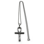 Eye of Ra Ankh Cross Silver Pendant Necklace