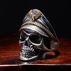 Retro Officer Skull Rings for Men Women Punk Hip Hop Rock Skeleton Trendy Ring Fashion Jewelry Gifts Adjustable