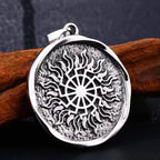 Vintage Stainless Steel Nordic Vikings Pendant For Men Slavic Amulet Pagan Solar Symbol Slavic Wheel Necklaces Fashion