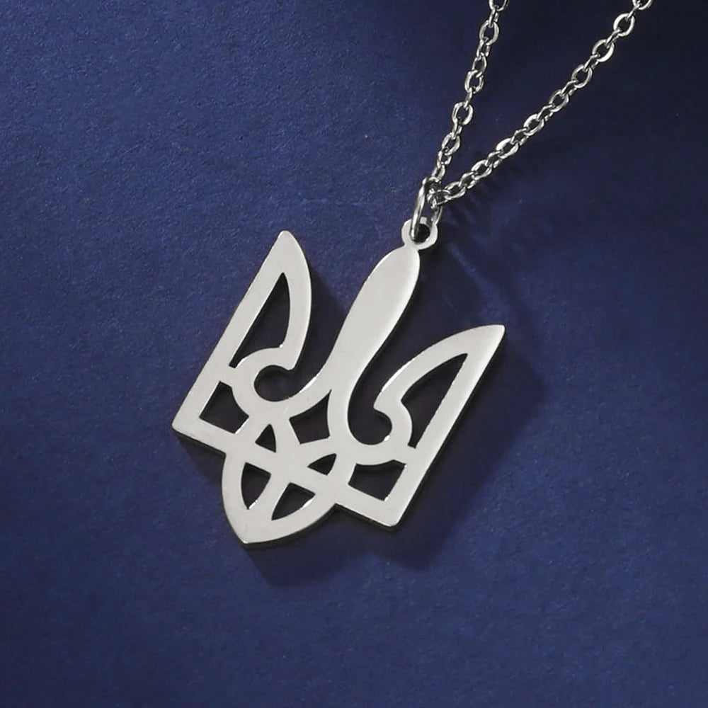 Tryzub Ukrainian Trident Necklace — Stainless Steel