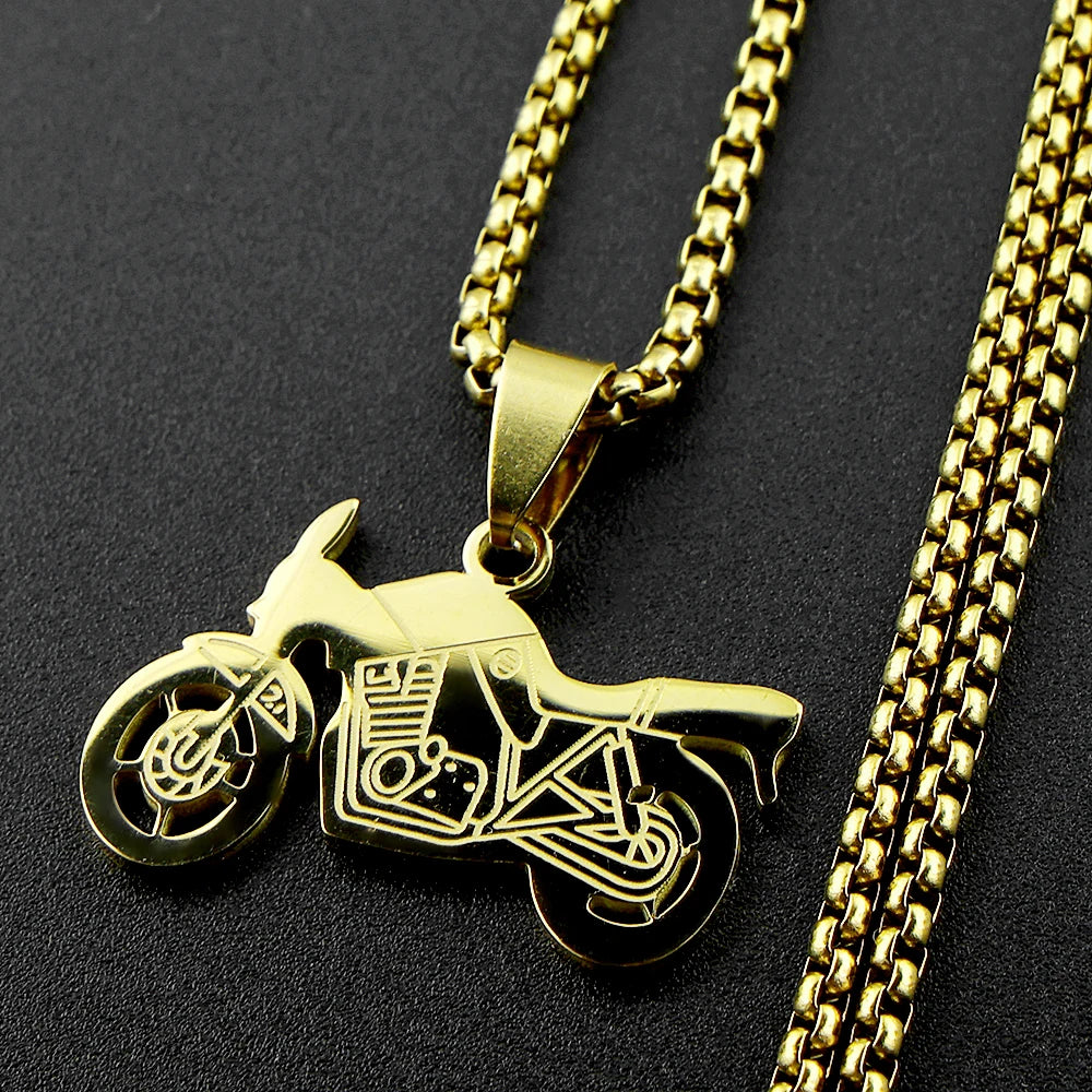 Motorcycle Stainless Steel Pendant Necklace