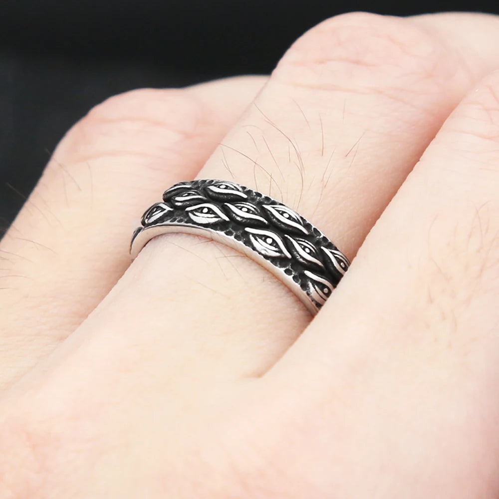 Evil Eye Steel Ring Vintage 316L Japanese Mythology