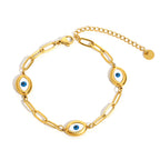 Greatera Three Devil's Eyes Bracelet For Women Men Simple Gold Color Plating Geometry Creative Stainless Steel Charm