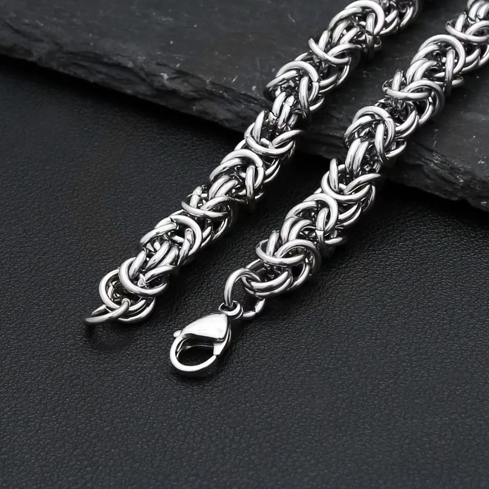 Thick Byzantine Link Bracelet — Stainless Steel, 18cm to 22cm
