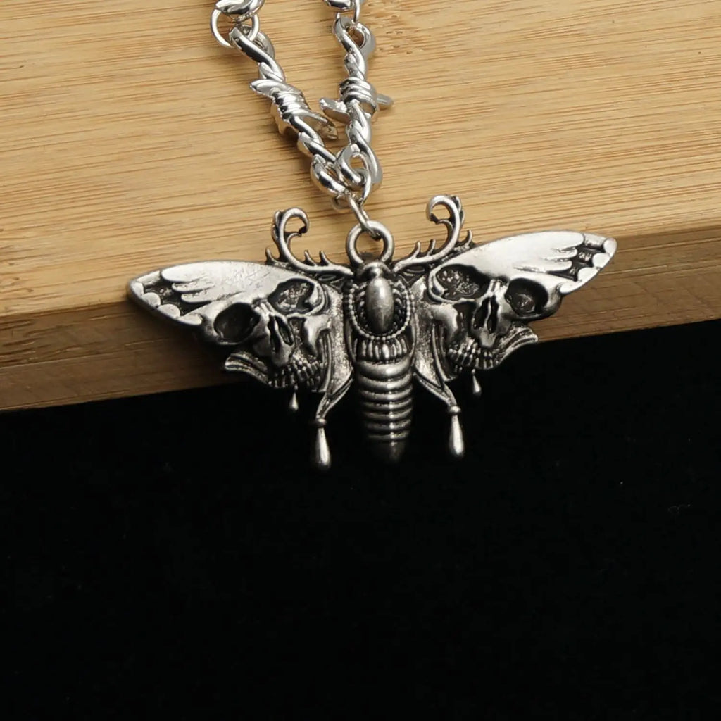 Gothic Death Moth Pendant Necklace