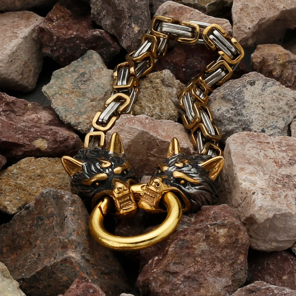 Nordic Viking Celtic Wolf Head Dragon Head Bird Head Ghost Head Men's Stainless Steel Bracelet Non-fading Jewelry Wholesale