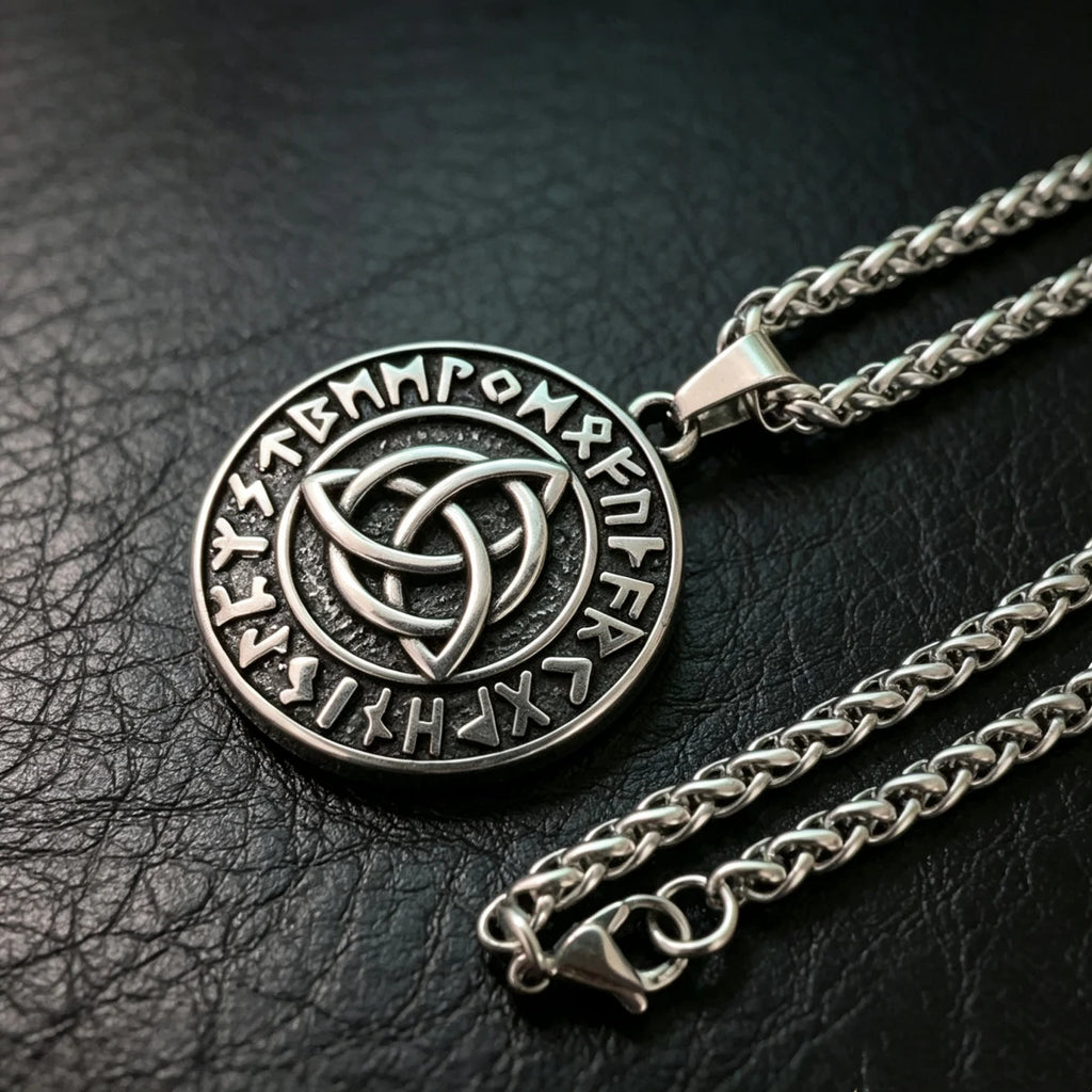 Viking Rune Triquetra Pendant Necklace — 316L Stainless Steel