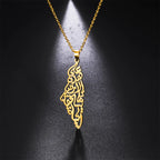 My Shape Palestine Arabic Pendant Necklaces for Women Men Country Geographic Charms Chain Choker Fashion Stainless Steel Jewelry