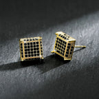TrendMen Hiphop Rock Square Cubic Copper Zirconia Stud Earrings For Men Boy Gold Color Metal Crystal Earring Party Ear