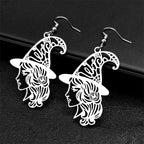 Steel Earrings Witch Head Hollow Flower Big Hoop