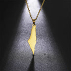 My Shape Palestine Arabic Pendant Necklaces for Women Men Country Geographic Charms Chain Choker Fashion Stainless Steel Jewelry