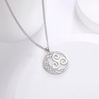 Celtic Triskele Crescent Moon Pendant Necklace — Stainless Steel