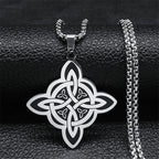 Witchcraft Celtic Witch Knot Pendant Necklace for Women Men Stainless Steel Slavic Protection Amulet Jewelry nudo de