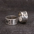 Rings for Men Women Retro Silver Color Jewelry Cute Smile Star Demon Pattern Ring Adjustable Trendy Gifts