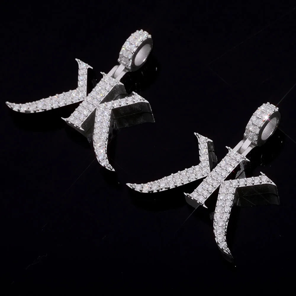 Silver 925 Iced Out Letter Pendant Moissanite