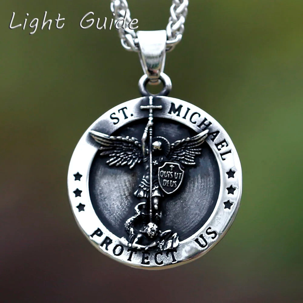 2024 NEW St.Michael Arch Angel Powerful Amulet Men Necklaces Stainless Steel Pendants Chains Women Jewelry Accessories Gifts