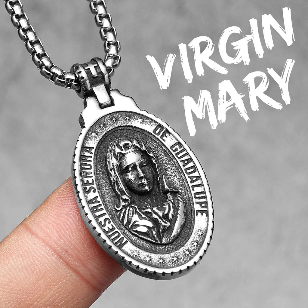 Angel Jesus Virgin Mary Pendant — Stainless Steel