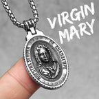 Virgin Mary Cross Pendant — Stainless Steel