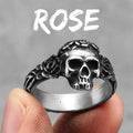 Rose Skull Ring Black — Stainless Steel