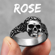 Rose Skull Ring Black — Stainless Steel