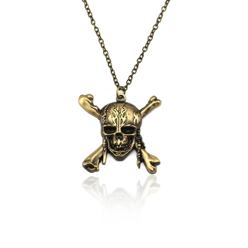 Movie Accessories Akg Pirates Of The Caribbean Aztec Gold Color Coin Necklace Retro Skull Pendant Punk Hip Hop Necklace