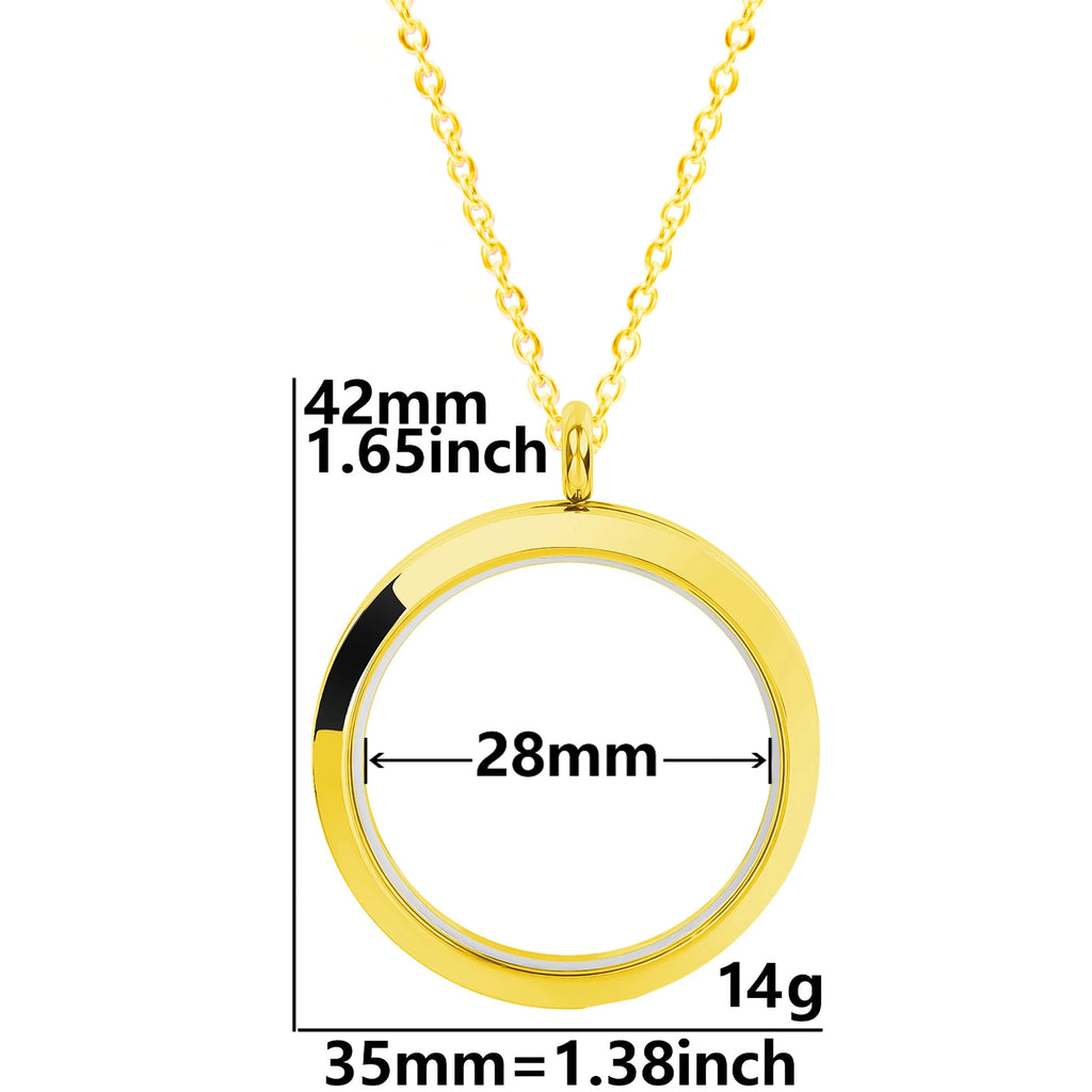 Round Pendant Necklace Locket Charm Stainless Steel Necklaces For Women Men Jewelry Chain Around Neck Necklace Decoration Gifts
