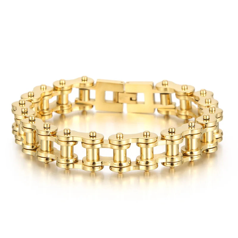 Retro Heavy Brush Stainless Steel Motorcycle Chain Bracelet 11/13MM Wide Mens Women Bike Biker Bracelets Hip-Hop Jewelry 19-23cm