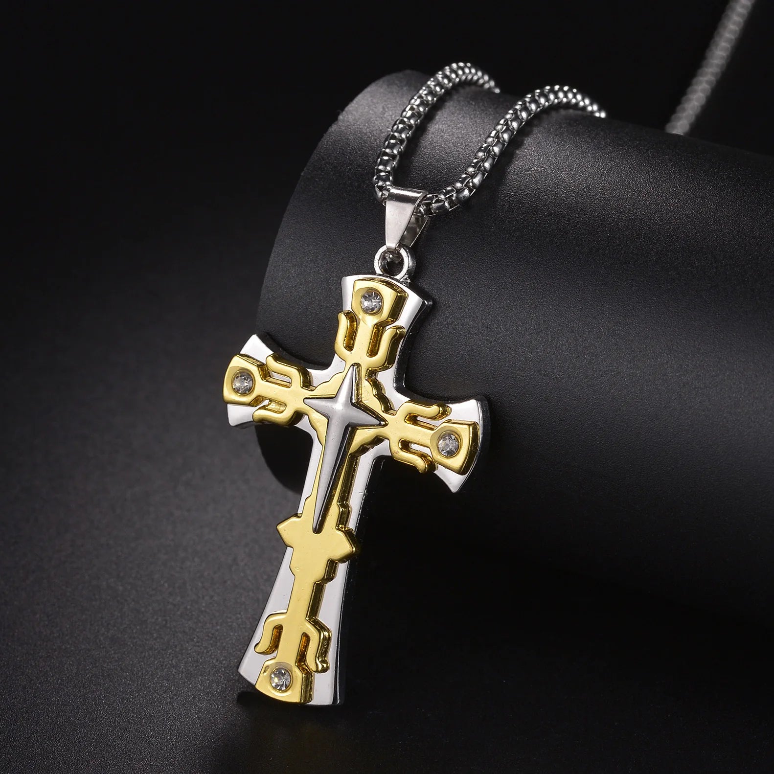 Christian Jesus Cross Necklace For Women Men Stainless Steel Chains Choker Religion Pendants Jewelry Prayer Baptism Gift