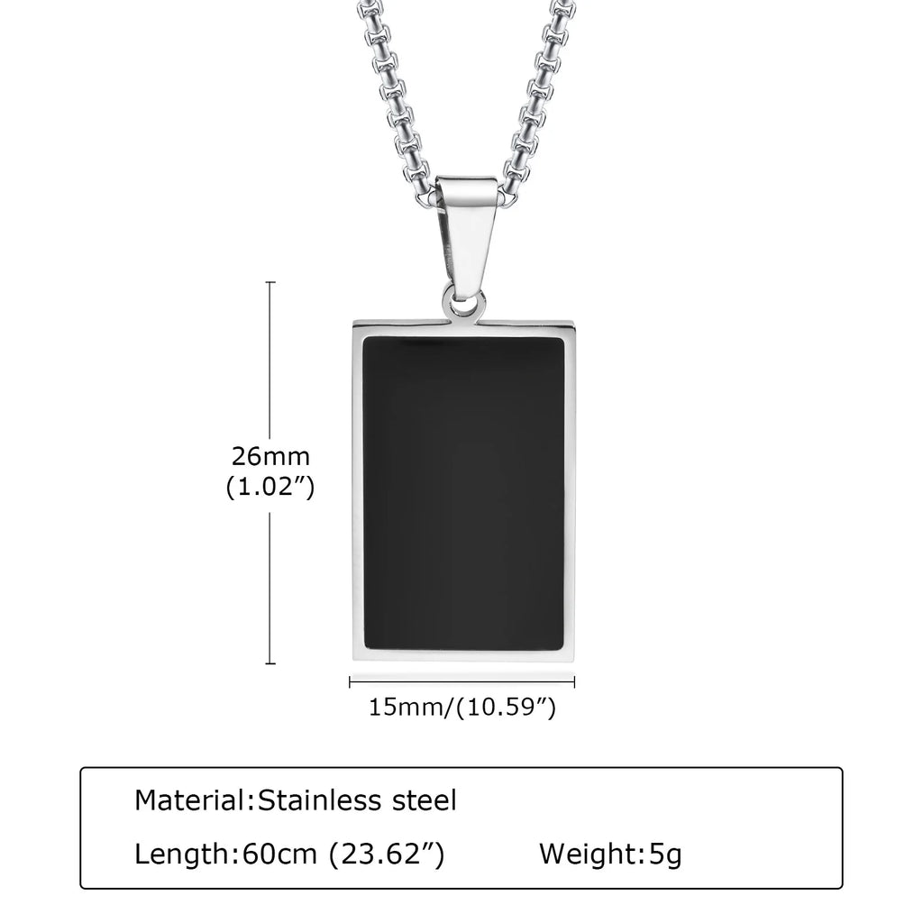 Vnox Geometric Pendant Necklaces For Boys,Stainless Steel Simple Square Dog Tag Men Necklaces,Retro Collar Jewelry Gift