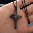 Jesus Cross & Saint Benedict Pendant Necklace — Stainless Steel